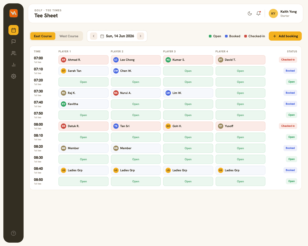 Albatrozz golf club management dashboard